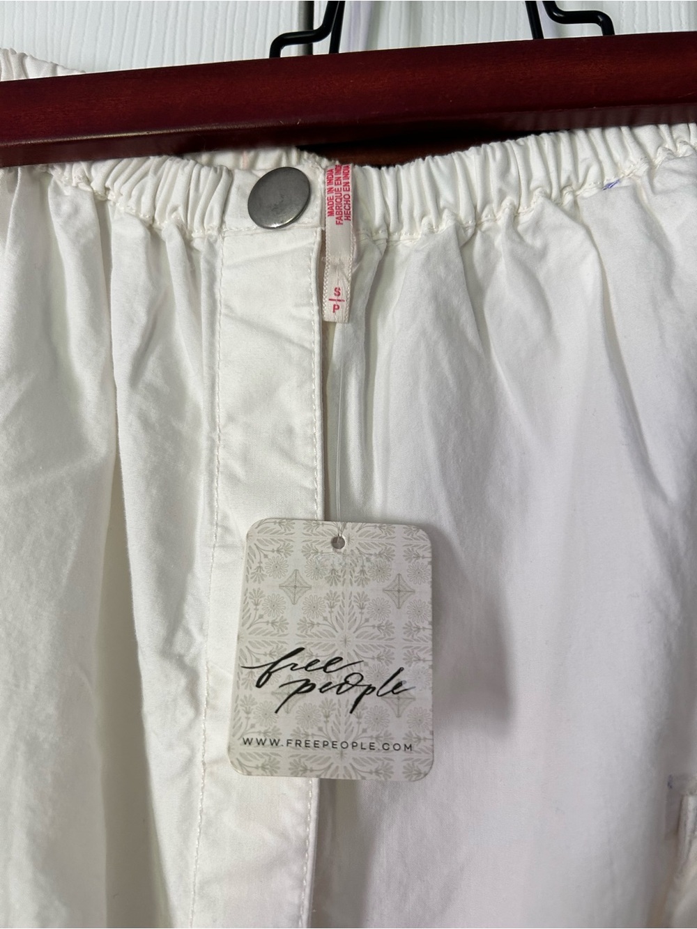 Free People Maxi Skirt Cotton Button Up Ivory Women Small Pockets New - Picture 3 of 13